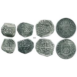 Type-set of Mexico City, Mexico, 8 reales dated 1733, consisting of 1 cob, 1 klippe on a cob-style p