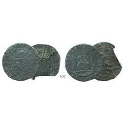Lot of 2 Mexico City, Mexico, pillar 8 reales, Philip V, assayer MF (one with 1739 date visible), un