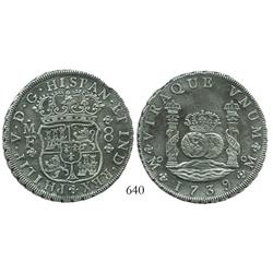 Mexico City, Mexico, pillar 8 reales, Philip V, 1739MF, choice.