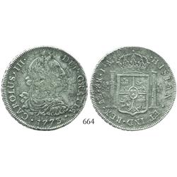 Lima, Peru, bust 8 reales, Charles III, 1773JM.