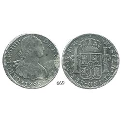 Mexico City, Mexico, bust 8 reales, Charles IV, 1793FM.