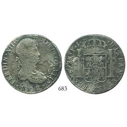 Potosi, Bolivia, bust 8 reales, Ferdinand VII, 1822PJ, scarce provenance.