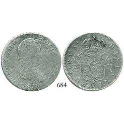 Seville, Spain, bust 4 reales, Ferdinand VII, 1818CJ, scarce provenance.