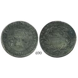 Madrid, Spain, bust 10 reales, Ferdinand VII, 1821SR.