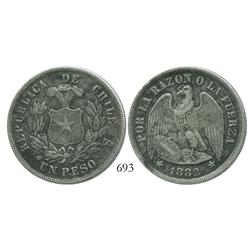 Santiago, Chile, 1 peso, 1882.