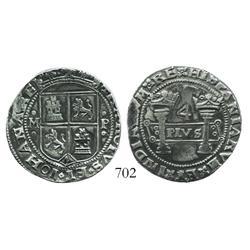 Mexico City, Mexico, 4 reales, Charles-Joanna, "Early Series," oMo to left, oPo to right.