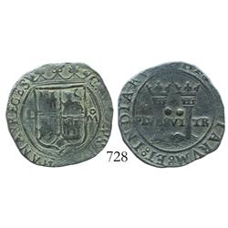 Mexico City, Mexico, 2 reales, Charles-Joanna, "Late Series," L to left, oM to right.