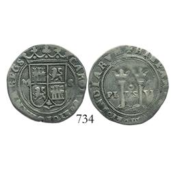 Mexico City, Mexico, 1 real, Charles-Joanna, "Late Series," M to left, S to right, rare.