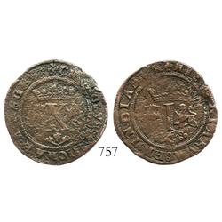 Mexico City, Mexico, copper 4 maravedis, Charles-Joanna, "Late Series," M-4 at bottom on obverse, 4