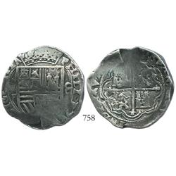Mexico City, Mexico, cob 8 reales, Philip II, assayer F.