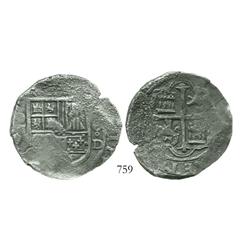 Mexico City, Mexico, cob 8 reales, Philip III, joint assayers F and oD, with oM-(F) to left and 8-oD