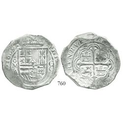 Mexico City, Mexico, cob 8 reales, 1609/8A, rare overdate.