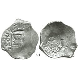 Mexico City, Mexico, cob 8 reales, 1638/7P, very rare.