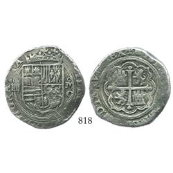 Mexico City, Mexico, cob 4 reales, Philip II, assayer O (oMO to right).