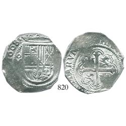 Mexico City, Mexico, cob 4 reales, 1608/7(F), rare.