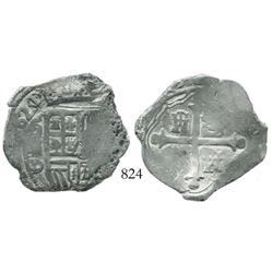 Mexico City, Mexico, cob 4 reales, (1)621/0/9D, rare overdate.