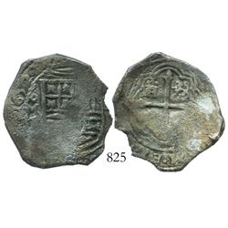 Mexico City, Mexico, cob 4 reales, 1652P, full date.