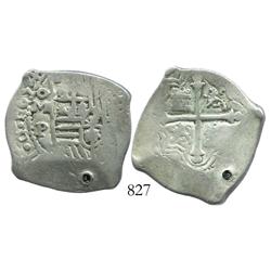 Mexico City, Mexico, cob 4 reales, 1654/3P, rare overdate.