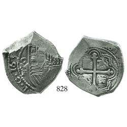 Mexico City, Mexico, cob 4 reales, 1654P.