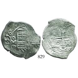 Mexico City, Mexico, cob 4 reales, 1656P, bold date.