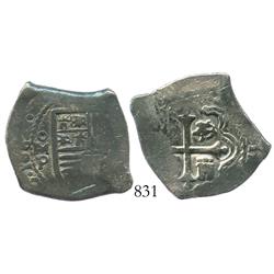 Mexico City, Mexico, cob 4 reales, 1662P, very rare.