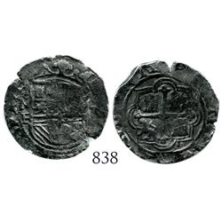 Mexico City, Mexico, cob 2 reales, Philip II, assayer F.