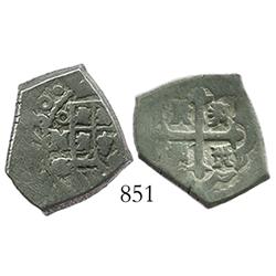 Mexico City, Mexico, cob 2 reales, 1730G/R, rare.