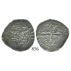 Mexico City, Mexico, cob 1 real, Philip II, assayer O (oM to left, O to right).