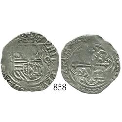 Mexico City, Mexico, cob 1 real, Philip II, assayer O (oM to left, O to right).