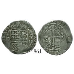 Mexico City, Mexico, cob 1 real, Philip II, assayer O (O to left, oMO to right).
