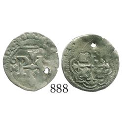 Mexico City, Mexico, cob 1/2 real, 1608, assayer not visible, very rare.