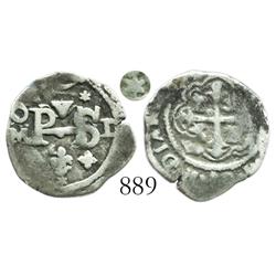 Mexico City, Mexico, cob 1/2 real, Philip III, assayer D, with 6-point-star ornaments.