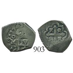 Mexico City, Mexico, cob 1/2 real, 1723J.