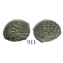 Mexico City, Mexico, cob 1/2 real, 1733F, rare.