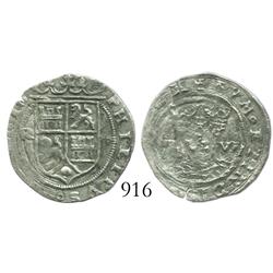 Lima, Peru, 1 real, Philip II, assayer Rincon, motto as PL-VS-VL.
