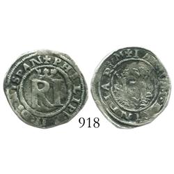 Lima, Peru, 1/2 real, Philip II, assayer Rincon.