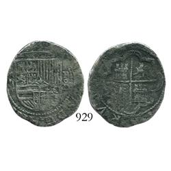 Lima, Peru, cob 2 reales, Philip II, assayer Diego de la Torre, *-ii to left, (P)-oD/X to right, rar