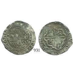 Lima, Peru, cob 2 reales, Philip II, assayer Diego de la Torre, *-ii to left, P-oD to right.