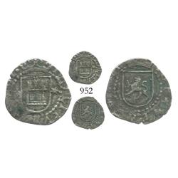 Lima, Peru, cob 1/4 real, Philip II, assayer Diego de la Torre, P to left, * to right of castle.