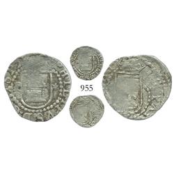 Lima, Peru, cob 1/4 real, Philip II, assayer Diego de la Torre, P to left, * to right of castle.