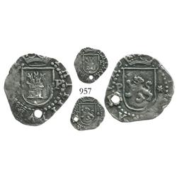 Lima, Peru, cob 1/4 real, Philip II, assayer Diego de la Torre, *-P flanking castle, P-* flanking li