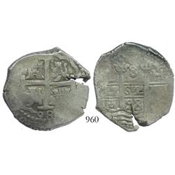 Lima, Peru, cob 8 reales, 1698H.