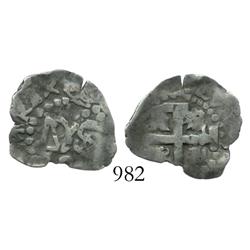 Lima, Peru, cob 1/2 real, (1725), Louis I, rare.