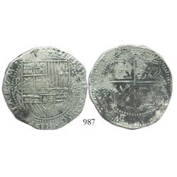 Potosi, Bolivia, cob 8 reales, Philip II, assayer A.