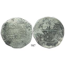 Potosi, Bolivia, cob 8 reales, Philip II, assayer A.