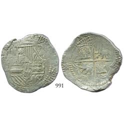 Potosi, Bolivia, cob 8 reales, Philip III (ordinal visible), assayer B (5th period), ex-Paul Karon c