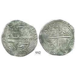 Potosi, Bolivia, cob 8 reales, Philip III, assayer Q, ex-Paul Karon collection.