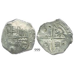 Potosi, Bolivia, cob 8 reales, Philip IV, assayer not visible (ca. 1629).