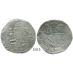 Potosi, Bolivia, cob 4 reales, Philip II, assayer B (3rd period).