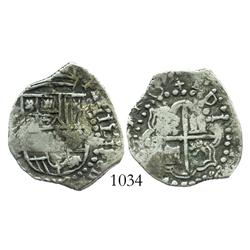 Potosi, Bolivia, cob 2 reales, 16(4?), assayer not visible, quadrants of cross transposed.